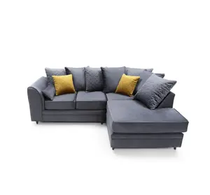 Chicago Velvet Right Facing Corner Sofa in Dark Grey