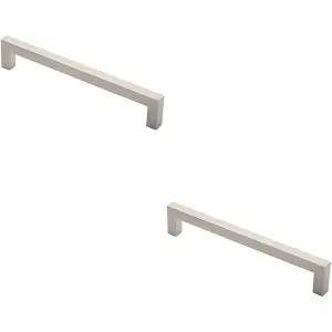 2x Square Mitred Door Pull Handle 319 x 19mm 300mm Fixing Centres Satin Steel