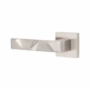 5 Pair Modern Nova Design Satin Nickel Premium Door Handles Square Rose 3" Ball Bearing Hinges and Tubular Latch - Golden Grace