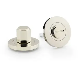 Industrial Hex Thumbturn & Release Lock - Polished Nickel - Bathroom Door WC