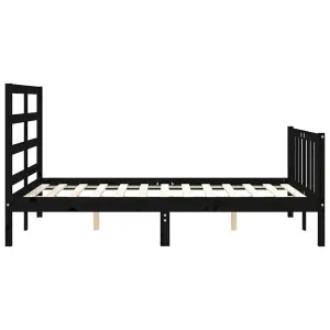 Berkfield Bed Frame with Headboard Black 140x190 cm Solid Wood