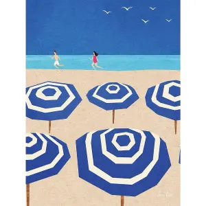 Henry Rivers Parasol Canvas Print Blue/White (50cm x 40cm)