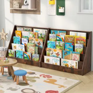 COSTWAY Kids Bookshelf 5-Tier Wooden Children Bookcase Magazine Display Rack