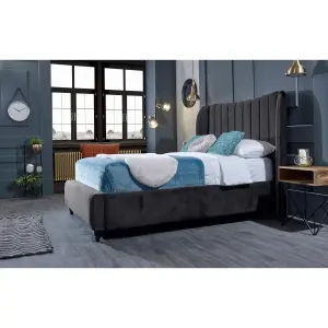 Carli Plush Velvet Steel Bed Frame