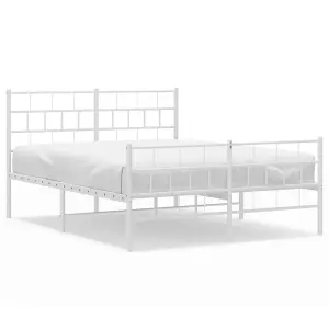 Berkfield Metal Bed Frame with Headboard and Footboard White 140x200 cm