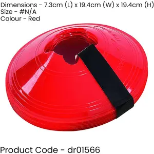 10 PACK 200mm Round Saucer Cone Marker Set RED Flexible Pitch Court Training