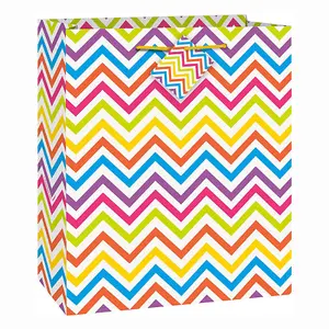 Unique Party Chevron Gift Bag Rainbow (23cm x 18cm)