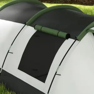 Outsunny Tunnel Tent with Bedroom, Living Room and Porch for 3-4 Man, Green