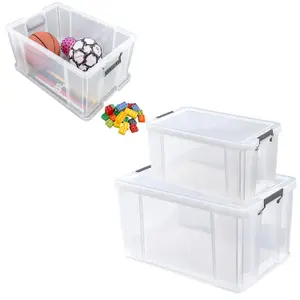 3 x 24 Litre Storage Box For Home Or Office With Strong Snap Closure Lid & Reinforced Base