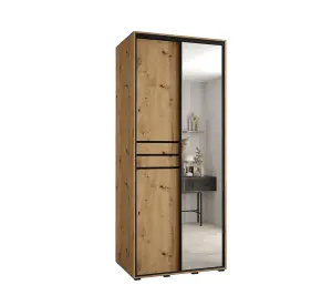 Cannes XI Mirrored Sliding Door Wardrobe W120cm - Elegant Oak Artisan Storage Solution