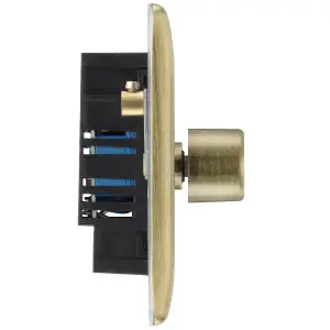 BG Raised slim Gold Antique brass effect 1 gang profile Single 200W Dimmer switch