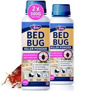 Aviro Bed Bug Killer Powder - Natural Bed Bug Treatment. Bed Bug Powder for Use on Hard & Soft Surfaces Including Mattresses. 600g