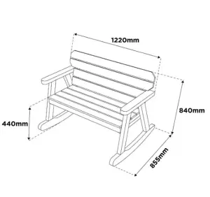 Woodshaw Hampton Rocker Wooden Garden Park Patio Bench Rocking Chair 2 Seater