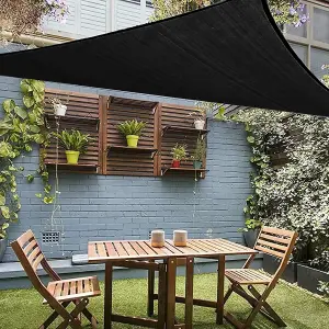 Oypla 3m x 3m x 3m Black Triangular Outdoor Garden Patio Sun Shade Sail Canopy UV Protection Water Resistant with Mounting Ropes