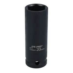 20mm 1/2" Drive Double deep Metric Impacted Impact Socket Single Hex 6 Sided