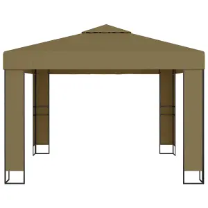 Berkfield Gazebo with Double Roof&LED String Lights 3x3x2.7 m Taupe