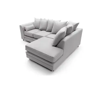 Darcy Corner Sofa Right Facing in Light Grey Linen Fabric