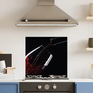 Premium 60cm  x 60cm 6mm Glass Red Wine Kitchen Splashback Toughened Polished Edge