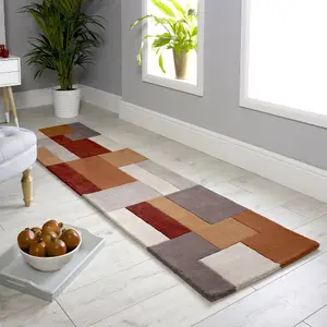 Melrose Lexus Terracotta Soft Natural Wool Low Pile Small Runner Rug 090/150cm