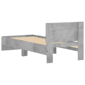 Berkfield Bed Frame with Headboard and LED Lights Concrete Grey 90x190 cm Single