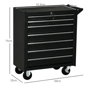 DURHAND Roller Tool Storage Chest Box Garage Workshop 7 Drawers Black