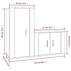 Berkfield 2 Piece TV Cabinet Set High Gloss White Engineered Wood