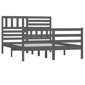 Berkfield Bed Frame Grey Solid Wood 135x190 cm 4FT6 Double