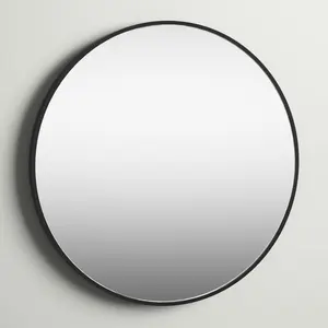 Round Metal Accent Wall Mirror Black / 80cm H x 80cm W