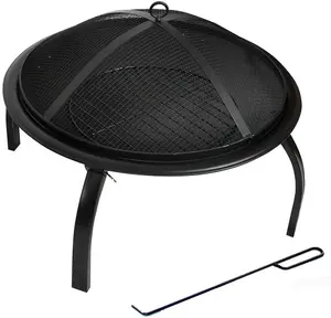 21" Round Metal Firepit Garden Log Burner