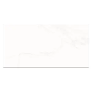 Lacey Polished White Marble Effect Porcelain Wall & Floor Tile - Pack of 32 Tiles, 23m² - (L)600(W)1200mm