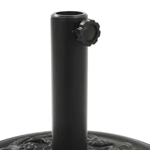 20KG Parasol Base Heavy Duty Round Cement Umbrella Stand for Outdoor Deck Garden with Flower Decorative Pattern