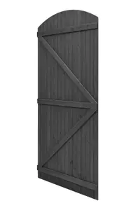 Grey Semi Braced Arch Top Pine Wood Garden Gate for Patio & Outdoor Use 90cm W x 150cm H