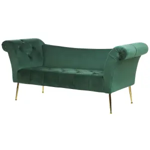 Velvet Chaise Lounge Green NANTILLY