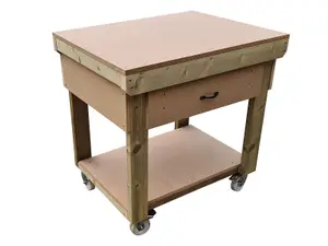 Wooden MDF top workbench, tool cabinet with drawer (V.1) (H-90cm, D-70cm, L-90cm) with wheels