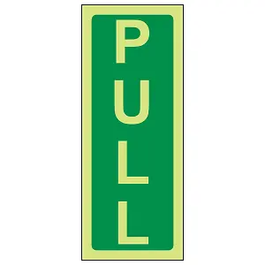 Pull Door Instruction Condition Sign - Glow in the Dark 60x150mm (x3)