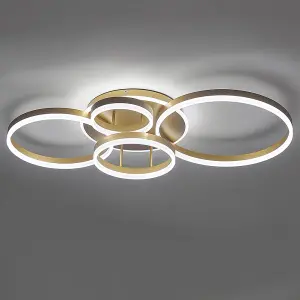 5 Circular Classic Golden Loops Energy Efficient LED Flush Ceiling Light Fixture Cool White 110cm