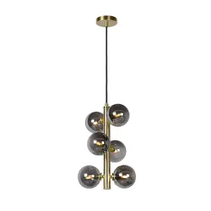 Lucide Tycho Retro Pendant Light 25.5cm- 6xG9 - Matt Gold, Brass