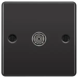 GoodHome Black Nickel Single TV socket