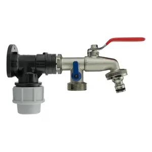 25mm waterpipe mdpe back/wall plate with double outlet lever tap +universal garden hose connector