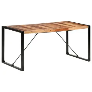 Cheyenne Dining Table Solid Wood Light Brown / Black / H75 x L160 x W80cm