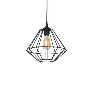 Milagro Colin Black Pendant Lamp 1XE27 Hand Made Matt Black Cage Style Lamps Creating Industrial Chic