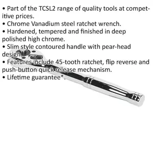 High-Performance 45-Tooth Flip Reverse Ratchet Wrench - 3/8 Inch Drive with Pear Head Design