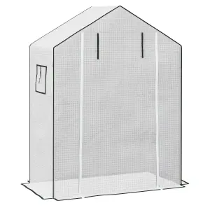 Outsunny PE Greenhouse Cover Replacement with Door and Mesh Windows, White