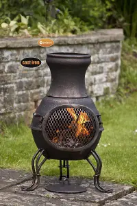 Gardeco Small Cast Iron Chimenea, Ideal for Small Spaces. H70 cm