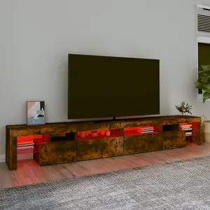 Berkfield TV Cabinet with LED Lights Smoked Oak 260x36.5x40 cm