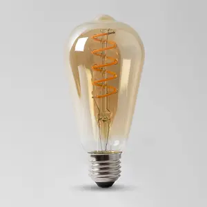 4w E27 ES Vintage Edison ST64 LED Light Bulb 1800K Spiral Filament Teardrop High CRI Dimmable - SE Home