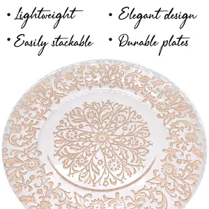 Neel Blue Charger Plates for Table Decoration - Royal Rose Gold Design - Pack of 12