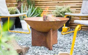 Kala Firepit - Cast Iron/Oxidised/Steel - L56 x W56 x H38 cm - Natural