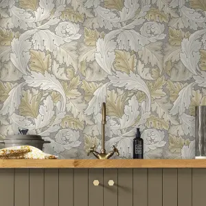 William Morris Gallery Collection Neutral Acanthus Smooth Wallpaper