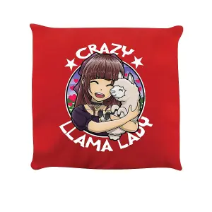 Grindstore Crazy Llama Lady Cushion Red (One Size)